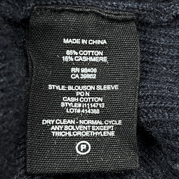 Theory Blouson Sleeve Cashmere Blend Rib Knit Crewneck Sweater Size P - NWOT - Picture 5 of 5